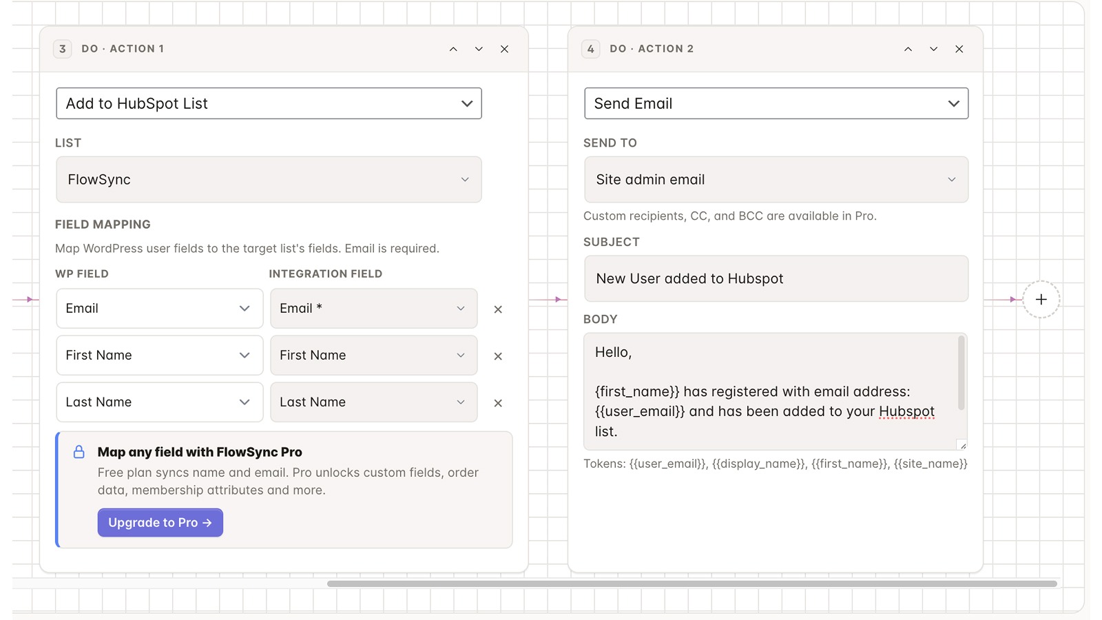 Workflow actions